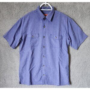 Tori Richard Blue Short Sleeve Button Up Tropical Shirt Polynosic Rayon Sz Small